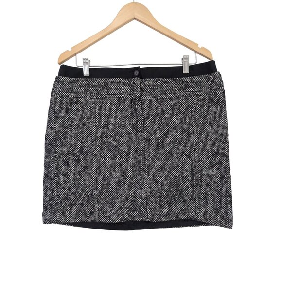 Ann Taylor LOFT Tweed Mini Skirt Womens 14 Black White Wool Blend Office Career - Picture 1 of 7